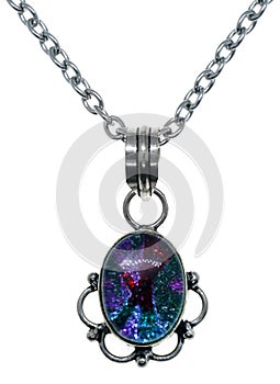 Glitter Glass Cabochon Pendant Necklace