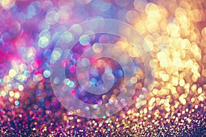 glitter gold bokeh Colorfull Blurred abstract background for birthday, anniversary, wedding, new year eve or Christmas