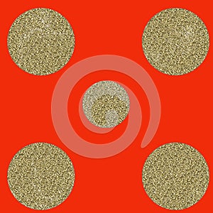 Glitter gold dots on red background