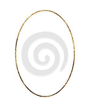 Glitter gold ellipse frame isolated on white background. Luxury vector llustration