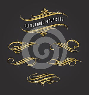 Glitter gold flourishes