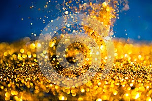 glitter gold lights grunge background, glitter defocused abstract Twinkly Lights Stars Christmas light Background..