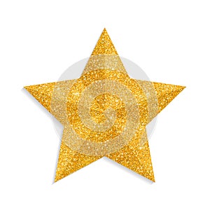 Glitter golden star vector isolated on white background. Christmas star, sparkly decoration. Golden