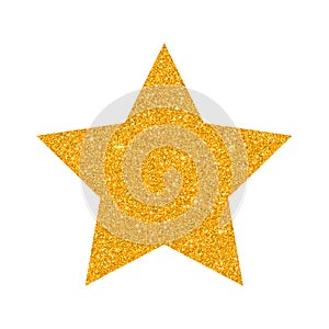 Glitter golden star vector isolated on white background. Christmas star, sparkly decoration. Golden