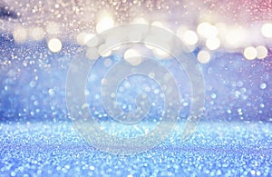 glitter light blue and silver lights background photo