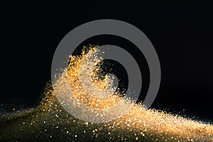 Glitter lights grunge background, gold glitter defocused abstract Twinkly gold Lights Background