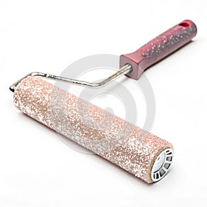 Glitter paint roller isolated on white background