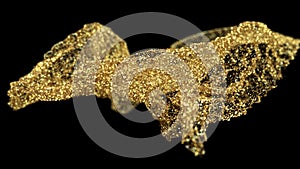 Glitter particles golden cloth simulation