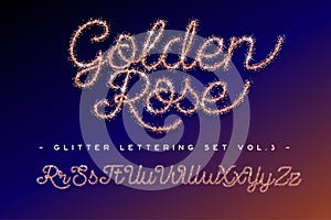 Glitter rose Gold Handwritten alphabet