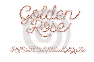 Glitter rose Gold Handwritten alphabet