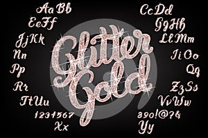 Glitter rose Gold Handwritten alphabet