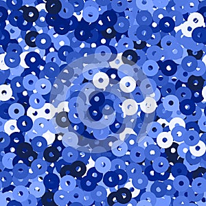 Glitter seamless texture. Actual blue particles. Endless pattern made of sparkling sequins. Worthy a