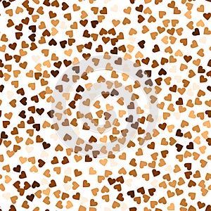 Glitter seamless texture. Actual red gold particles. Endless pattern made of sparkling hearts. Subli