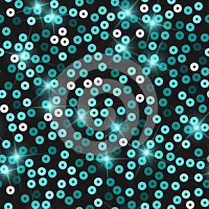 Glitter seamless texture. Admirable emerald particles. Endless pattern made of sparkling sequins. Al