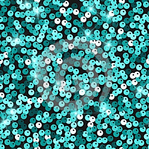 Glitter seamless texture. Admirable emerald particles. Endless pattern made of sparkling spangles. I