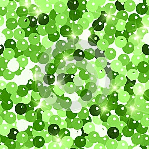 Glitter seamless texture. Admirable green particles. Endless pattern made of sparkling spangles. Mes