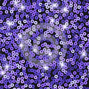 Glitter seamless texture. Admirable purple particles. Endless pattern made of sparkling sequins. Div