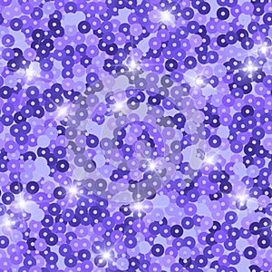 Glitter seamless texture. Admirable purple particles. Endless pattern made of sparkling sequins. Emi