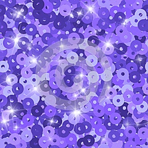 Glitter seamless texture. Admirable purple particles. Endless pattern made of sparkling sequins. Emo