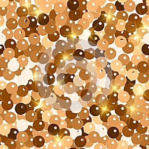 Glitter seamless texture. Admirable red gold particles. Endless pattern made of sparkling spangles.