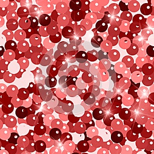 Glitter seamless texture. Admirable red particles. Endless pattern made of sparkling spangles. Respl