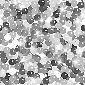 Glitter seamless texture. Admirable silver particles. Endless pattern made of sparkling spangles. Tr