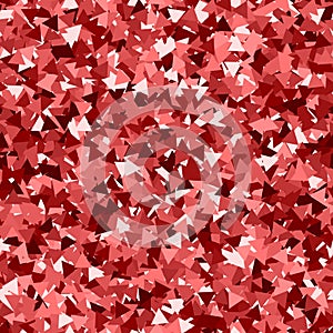 Glitter seamless texture. Adorable red particles. Endless pattern made of sparkling triangles. Radia