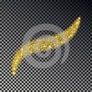 Glitter shine light wave isolated on dark background. Vector glow stardust effect. Glittering magic