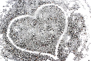 Glitter silver background with heart