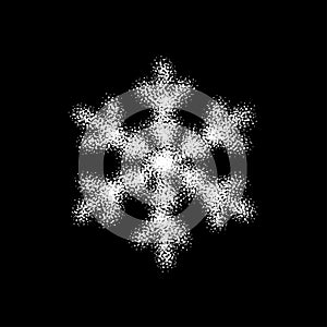 Glitter snowflake on black background for decorative design. Merry Christmas. Abstract glitter snowflake. Xmas