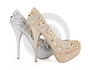 Glitter spiked club shoes