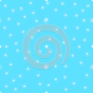 Glitter white circles on blue background seamless. Bokeh effect pattern, vector illustration. eps 10