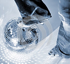 Glitterball and shoe