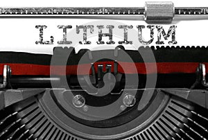 Glittered Text LITHIUM written with the vintage typewriter photo
