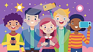 With glittering backdrops and funky graphics a team of junior vloggers showcase the coolest and most practical phone photo