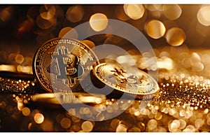 Glittering Bitcoin Coins
