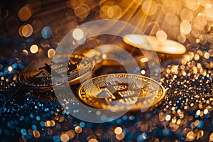 Glittering Bitcoin Coins