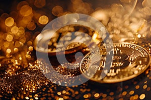 Glittering Bitcoin Coins