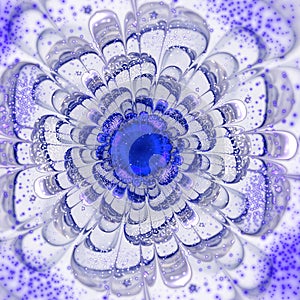 Glittering blue fractal flower