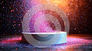 Glitter Cascade on Display Platform