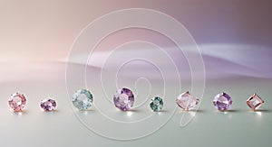 Glittering gems in pastel color Background.