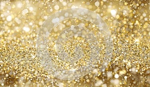 Glittering Gold Particles. Glamour Christmas. Abstract Background
