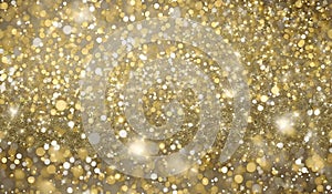 Glittering Gold Particles. Glamour Christmas. Abstract Background