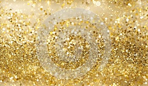 Glittering Gold Particles. Glamour Christmas. Abstract Background