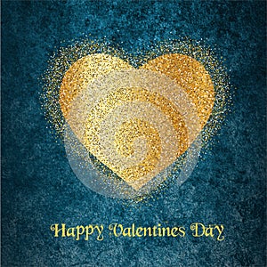 Glittering golden hart card - Valentine`s Day