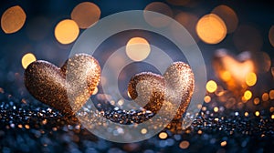 Glittering Golden Hearts Romantic Valentine Background
