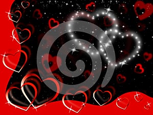 Glittering Hearts Background Show Tenderness Affection And Love