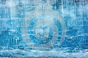 glittering ice walls of a cave in a glacier due to subzero temperatures