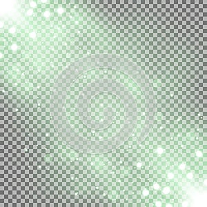 Glittering particles background effect, green color