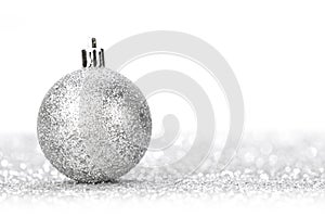 Glittering silver Christmas ball